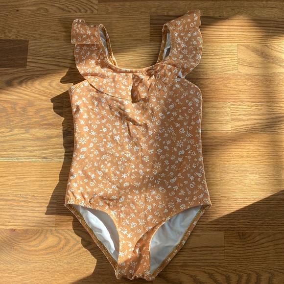 Zara Swim Zara 45t One Piece Girls Bathing Suit Neutral Tan